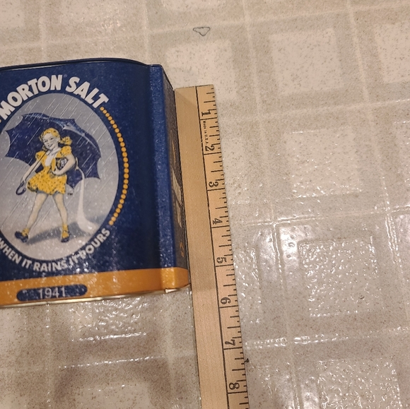 Morton Salt Vintage Reproduction Hinged Slanted Top Tin - Picture 8 of 8
